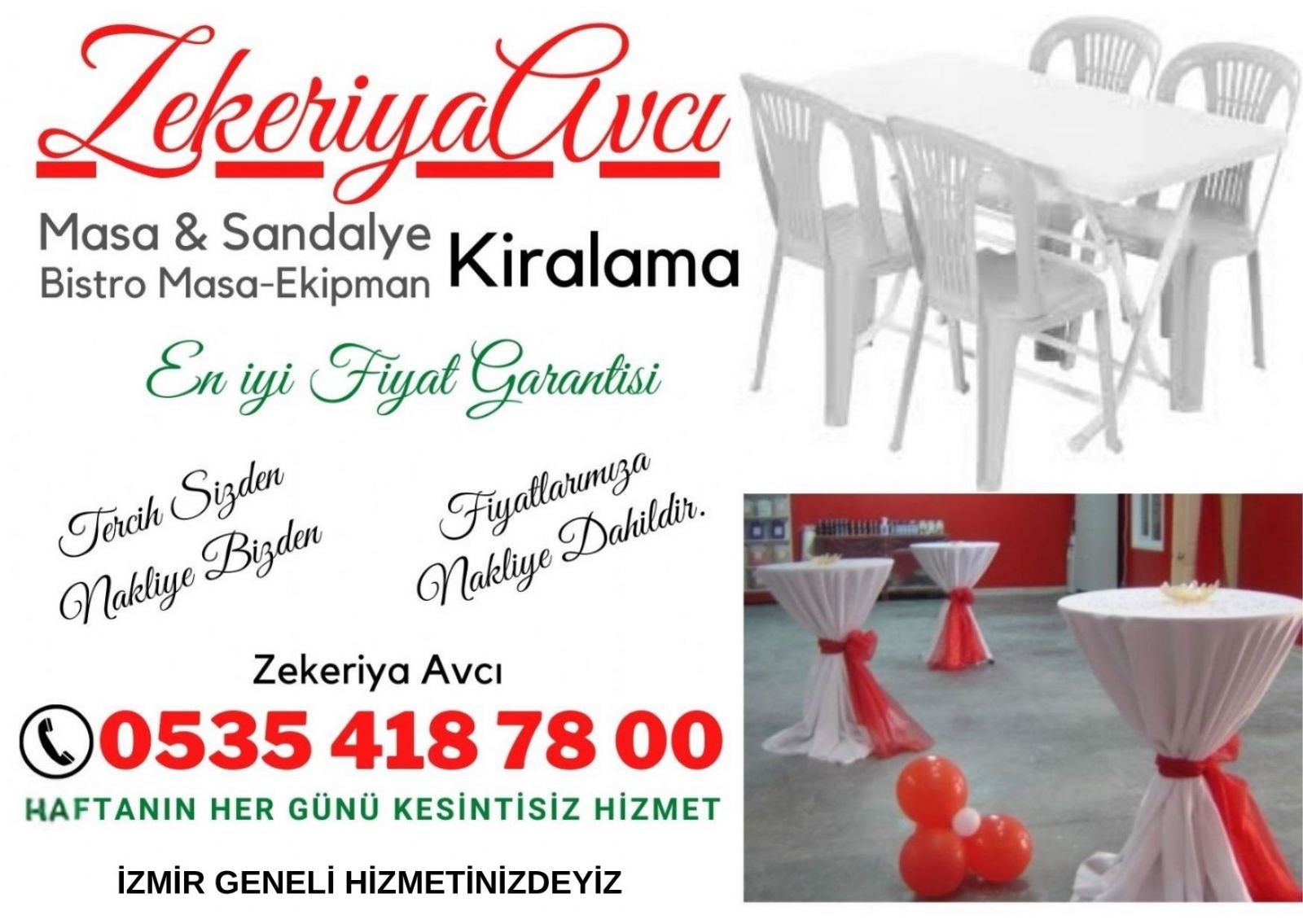 Menderes  Masa Sandalye Kiralama